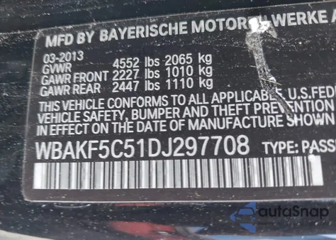 2013 BMW 328I xDrive from USA, damaged, VIN WBAKF5C51DJ297708